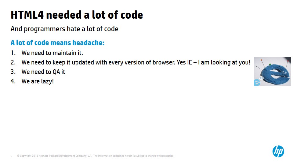 HTML 4 מצריך המון קוד