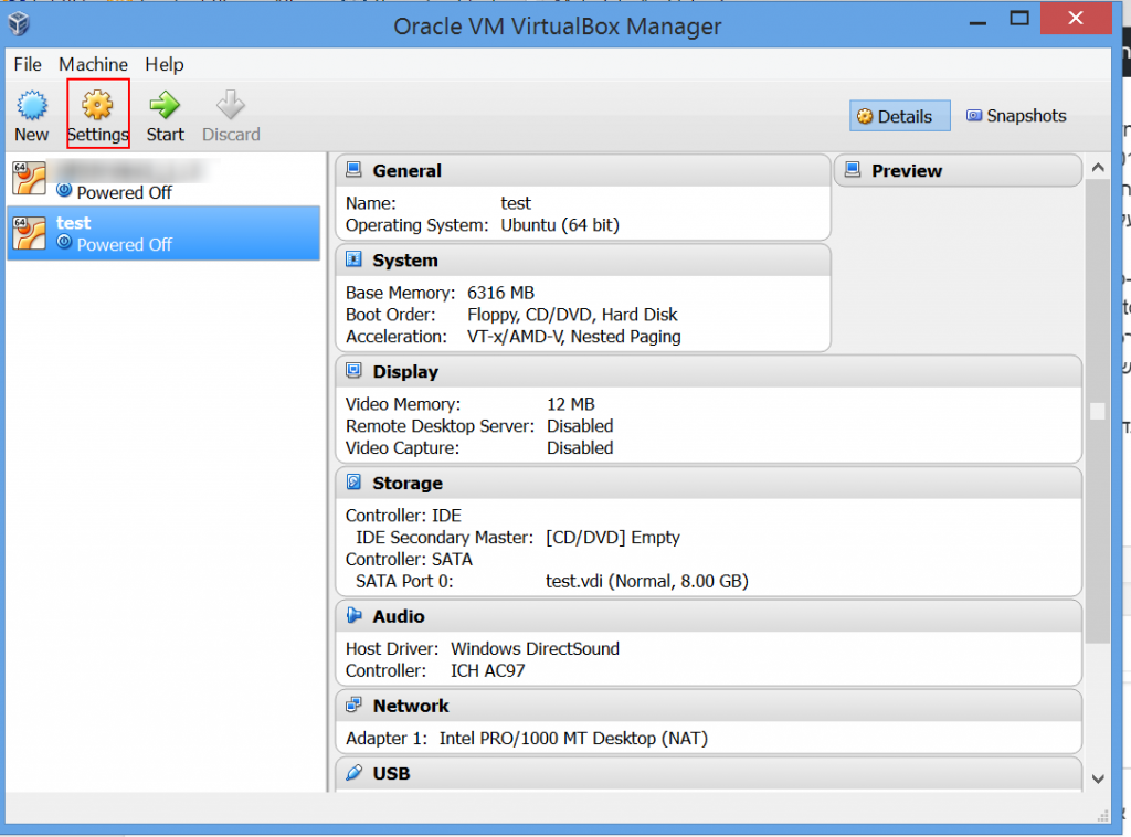 הגדרות של מכונה וירטואלית