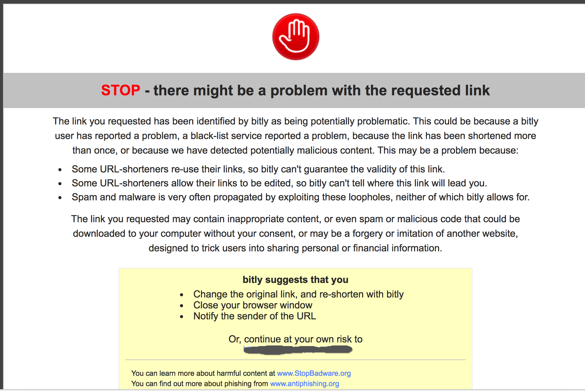 STOP - there might be a problem with the requested link