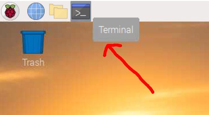 אייקון שחור עם כיתוב לבן שיש עליו Terminal.