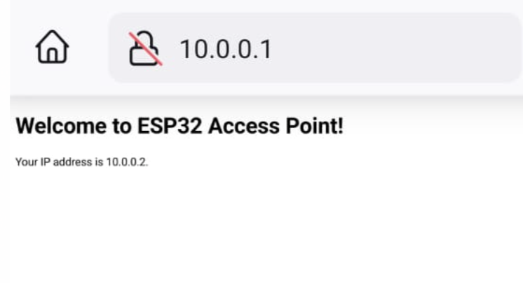 אתר פנימי של ESP32 שמראה את כתובת ה-IP של מי שהתחבר לכתובתו: 10.0.0.1