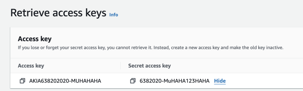 קבלת Access key ו-Secret Access key