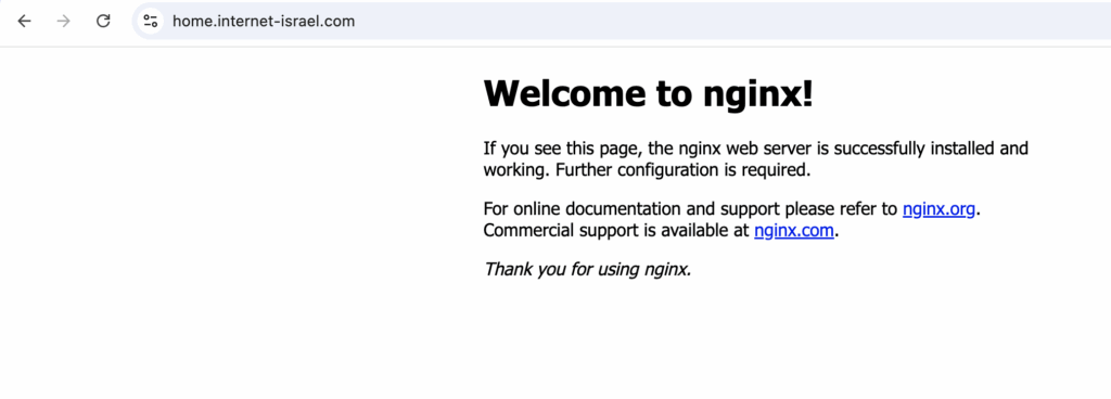 דף של Nginx פעיל שיושב ברספברי פיי אבל בכתובת https://home.internet-israel.com/