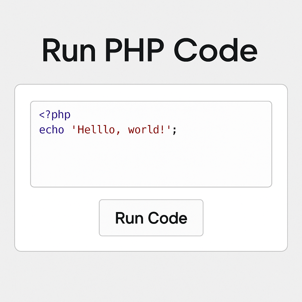 ממשק שבו כתוב Run PHP Code עם שדה קלט שבו אפשר להזין קוד PHP.